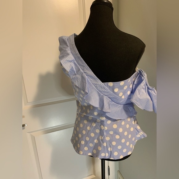 Studio F ladies top in size S. white and Light blue - Picture 3 of 9